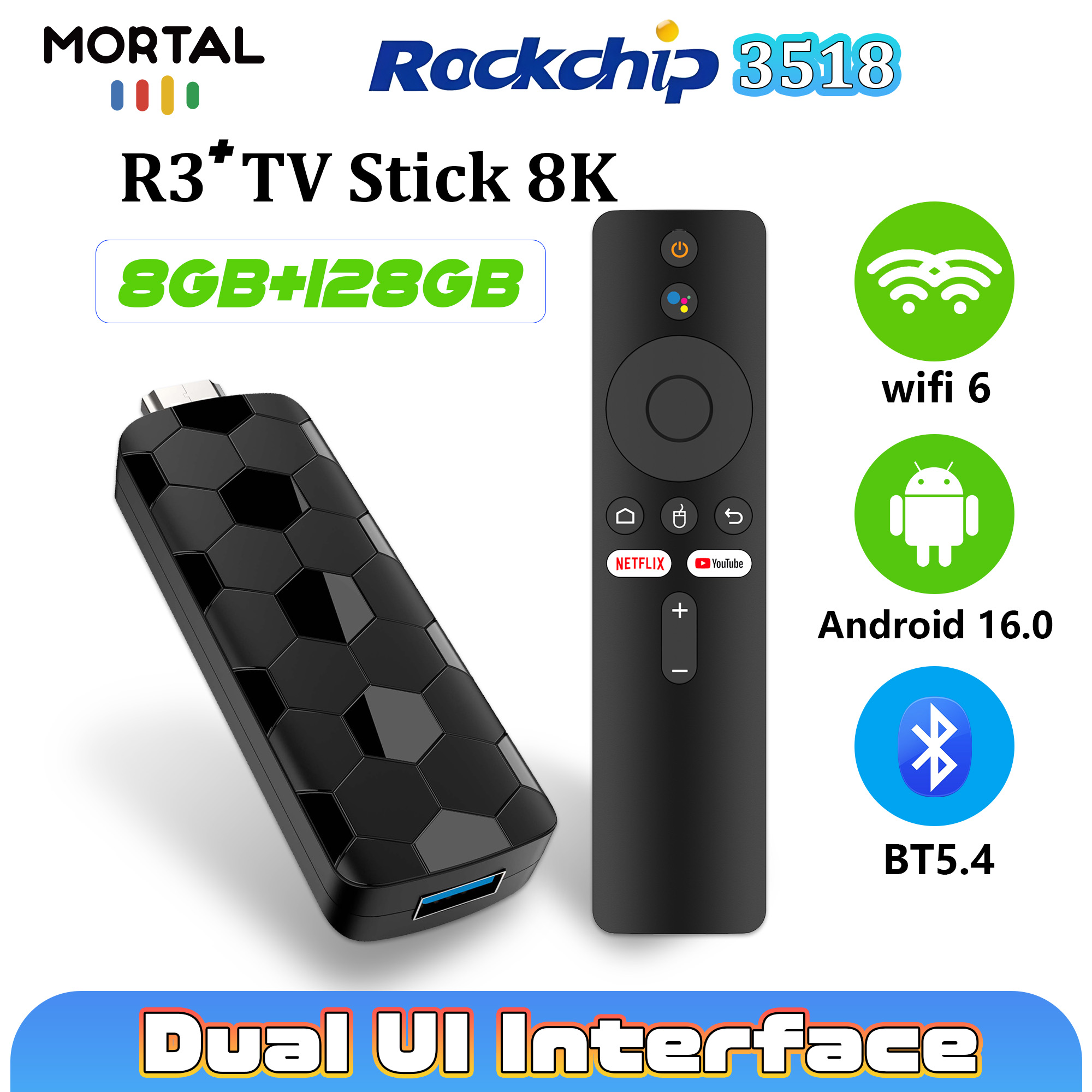 Mortal R3+ TV Stick Android 16 - Home Cinema Complet 评论和价格