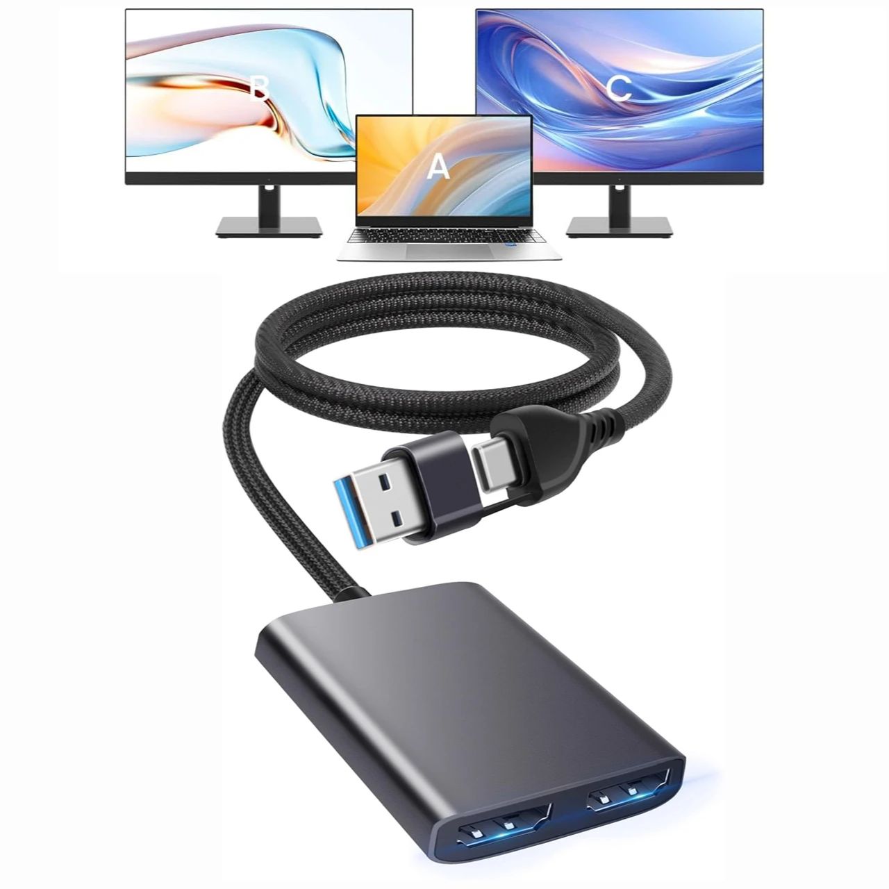 USB C/A 3.0 to Dual HDMI-compa - Home Cinema Usb 评论和价格