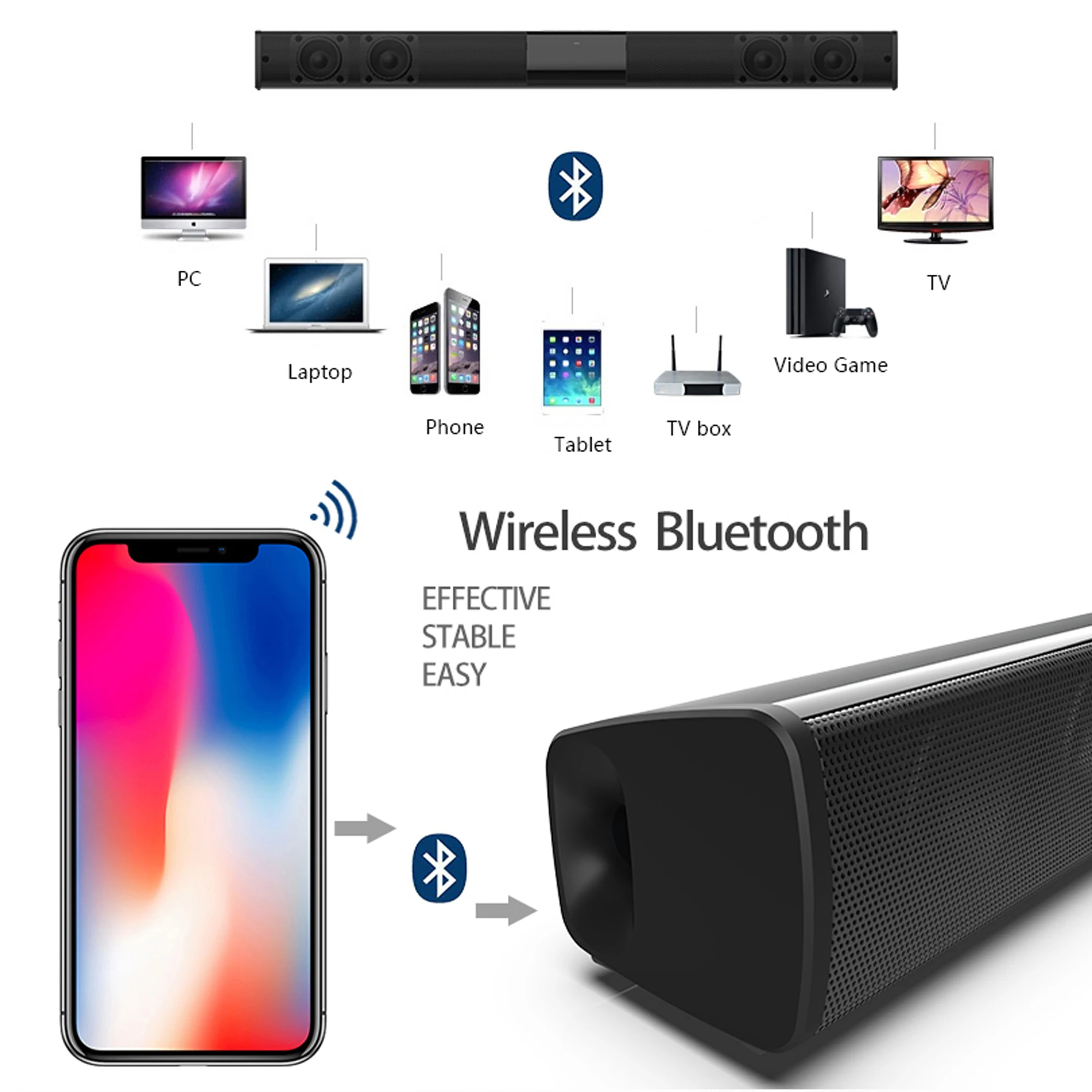 40W High Power Soundbar for TV - Home Cinema Complet 评论和价格